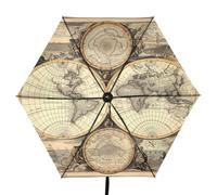 Linnyio Storico Classico Ombrello Pieghevole con Protezione UV,Ombrello da Viaggio Compatto e Parasole per Bambini Mappa Del Mondo Vintage