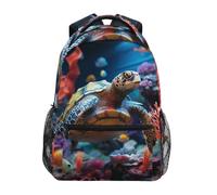 Linnyio Tartarughe Colorate Animali Marini Zaino Scolastico per Ragazzi Ragazze,Borse per Libri e Studenti Alla Moda