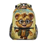 Linnyio Tigre Adorabile Peloso Allegro Zaino Scolastico per Ragazzi Ragazze,Borse per Libri e Studenti Alla Moda