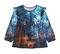 Linnyio Tigre Cotta Blu Camicie da Notte da Donna,Pigiami a Maniche Lunghe Morbide Abbigliamento da Notte