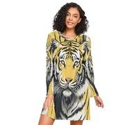 Linnyio Tigre Gialla Fredda Camicie da Notte da Donna Pigiami A Maniche Lunghe Morbide Camicie da Notte Abbigliamento da Notte