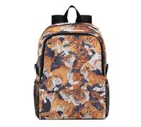 Linnyio Tigri Arancioni Blu Art Zaino Pieghevole Impermeabile e Leggero,Ideale per Escursioni Viaggi e Campeggio