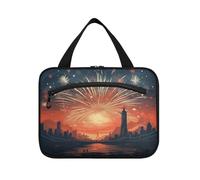 Linnyio Tramonto Astratto Arte Borsa da Trucco Cosmetica Viaggio Sospesa Borsa da Trucco Pieghevole di Grande Capacità per Il Bagno Delle Donne Delle