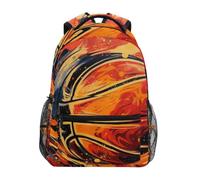 Linnyio Vibranti Fiamme Da Basket Arancione Zaino Scolastico per Ragazzi Ragazze,Borse per Libri e Studenti Alla Moda