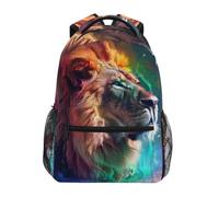 Linnyio Vivace Leone Colorato Artistico Zaino Scolastico per Ragazzi Ragazze,Borse per Libri e Studenti Alla Moda