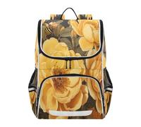 Linnyio Vivaci Rose Gialle Che Fioriscono Zaino Scolastico Borsa Ad Alta Capacità per Ragazze e Ragazzi