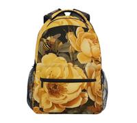 Linnyio Vivaci Rose Gialle Che Fioriscono Zaino Scolastico per Ragazzi Ragazze,Borse per Libri e Studenti Alla Moda