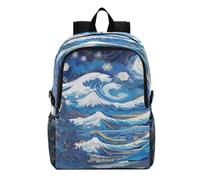 Linnyio Vortice Artistico Della Notte Stellata Blu Zaino Pieghevole Impermeabile e Leggero,Ideale per Escursioni Viaggi e Campeggio