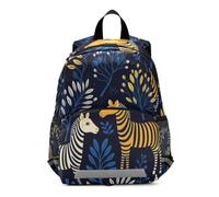 Linnyio Zebre Fogliame Blu Vibrante Zainetto per L'asilo 3-8 Anni,Zaino Scolastico per Bambini e Bimbi Piccoli,Motivo Cartone Animato