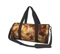 Lino autunnale marrone beige con foglie dorate, Borsone da viaggio di grande capacità Borsa rotonda Borsa da viaggio sportiva Borsa da viaggio Borsa da fitness