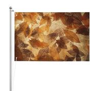 Lino autunnale marrone beige foglie dorate,Bandiera da giardino, bandiera decorativa da cortile, bandiera bifacciale, 2x3 piedi, per esterni e interni