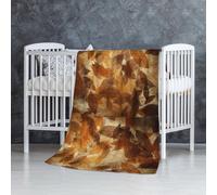 Lino autunnale marrone beige foglie dorate,Coperta morbida, calda, anti-pilling, in flanella, peluche, 76 x 127 cm