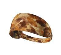 Lino autunnale marrone beige foglie dorate,Fascia elastica per capelli multiuso unisex, fascia antisudore sportiva