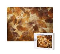 Lino autunnale marrone beige foglie dorate,Puzzle in legno da 500 pezzi, gioco di famiglia, puzzle per adulti e adolescenti, decorazioni per la casa