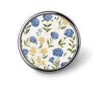 Lino Texture Vintage Block Print Botanica Rotonda Spilla per Uomo Donna Moda Distintivo Collare Pin Dress Giacca Zaino Accessori