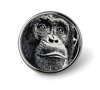 Linocut - Spilla rotonda a forma di scimmia, unisex, alla moda, per colletto, giacca, zaino, accessori