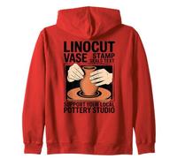 Linocut - Timbro per Vaso, con Scritta Support Your Local Pottery Felpa con Cappuccio