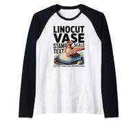 Linocut Vaso Timbro Sigilli Testo Il Tuo Sostegno Ceramica Locale Maglia con Maniche Raglan