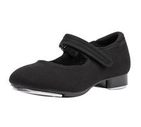Linodes - Scarpe basse da ballo con tomaia in tela per ragazze e ragazzi (bambini piccoli/ragazzi grandi), Tela nera, 9.5 Toddler
