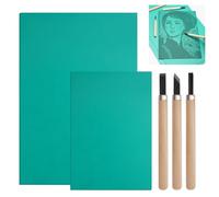 Linoleum, Linoleum per Incisione Fogli di Gomma, Set per Stampa Linoleum, Verde Lastre per Stampa Linoleum, Set di Piastre in Linoleum per Intagli, per Timbri, Artigianato, Progetti di Stampa(A4 + A5)