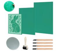 Linoleum Set di Fogli di Linoleum, Strumenti per Intaglio Linoleum per Incisione Kit Rubber Carving Block A4 A5 A6 Gomma per Timbri Fai da Te Sicuri per Timbri Artigianato Progetti di Stampa