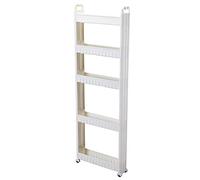 LINONI 3/5 Tier Carrellino Salvaspazio, Carrello Portaoggetti, Mobile Stoccaggio di Stoccaggio Organizzatore per Cucina Bagno Lavanderia Ufficio, Plastica, Bianco, Larghezza10 Cm, 5 Tier