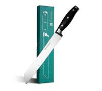 linoroso Coltello per Pane da 8 Pollici, Lama Dentata Intera Ultra Affilata, in Acciaio Inossidabile al Carbonio Tedesco Forgiato - Serie Classica
