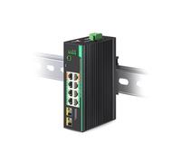 LINOVISION Switch PoE Industriale Full Gigabit a 8 Porte, Ingresso DC12~57V, 24V/12V per Sistemi Solari o UPS per Camper (RV), 2 Porte High PoE+ per Grandi Telecamere PTZ o AP Wireless Conforme NDAA