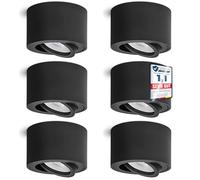 linovum 6 faretti LED SMOL da incasso, colore nero, piatto e orientabile, con modulo LED da 4 W, bianco caldo, 230 V
