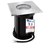 linovum BOQU Faretto da incasso per pavimento, per esterni, IP67, con LED GU10, 5 W, luce bianca calda, 230 V, quadrato portabile fino a 500 kg