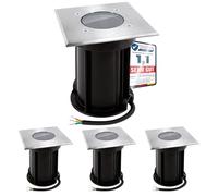 linovum BOQU - Set di 4 faretti da incasso a pavimento per GU10, per esterni, protezione IP67, effetto spazzolato, cavo di collegamento da 230 V