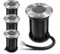linovum BORU Argento Tondo - 4 Faretti Incasso GU10 IP67 Esterno 230V | segnapasso carrabile, per lampadine GU10 comuni e smart, scatola da incasso inclusa, senza lampadina, per giardino e terrazza