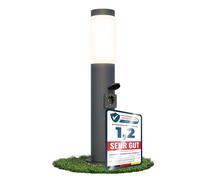 linovum BOSEA-S - Illuminazione da giardino con presa e attacco E27, colonna di energia, 50 cm, colore antracite, con corrente e luce, IP44