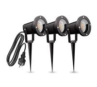 linovum Cari Set di 3 lampade da giardino con picchetto - faretto da giardino nero esterno impermeabile per faretto GU10 2 m cavo con spina