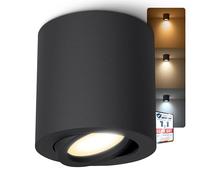 linovum CORI - Lampada da incasso orientabile a LED, colore: nero e rotondo, con lampadina LED GU10, 6 W, luce bianca calda, 230 V, lampada da soffitto