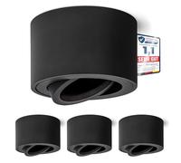 Linovum SMOL - Set di 4 faretti extra piatti, orientabili, colore nero opaco, rotondi, lampade da installazione sopra intonaco, diametro 80 mm, per moduli LED