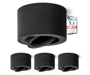 Linovum SMOL - Set di 4 faretti extra piatti, orientabili, colore nero opaco, rotondi, lampade da installazione sopra intonaco, diametro 80 mm, per moduli LED