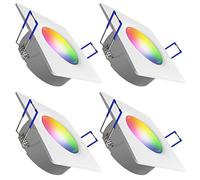 linovum WEEVO, 4 faretti da incasso piatti, bianchi, IP44, rettangolari, compatibili con Alexa & Google Home - LED Spot RGB 230 V, controllo app WiFi