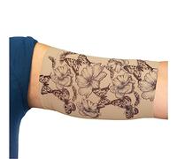 Linphelle Copri Picc in Microfibra - Fascia Copri Picc Braccio in Tessuto Traspirante e di Design, Manicotto Braccio Ideale per PICC, Glucometro, Tatuaggio o Ferite, Rosa e Farfalle, Taglia 3