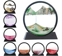 LINPING Pittura di Sabbia Che Scorre,Immagine di Arte della Sabbia in Movimento Vetro Rotondo Paesaggio di Sabbia del Mare Profondo 3D Cornice Che Scorre, Rilassante Desktop Home Office Work Decor