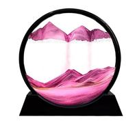 LINPING Pittura di Sabbia Che Scorre,Immagine di Arte della Sabbia in Movimento Vetro Rotondo Paesaggio di Sabbia del Mare Profondo 3D Cornice Che Scorre, Rilassante Desktop Home Office Work Decor