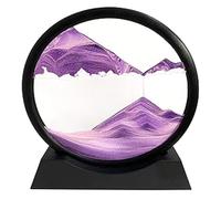 LINPING Pittura di Sabbia Che Scorre,Immagine di Arte della Sabbia in Movimento Vetro Rotondo Paesaggio di Sabbia del Mare Profondo 3D Cornice Che Scorre, Rilassante Desktop Home Office Work Deco