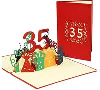 LINPOPUP® Biglietto 3D pop-up 35 compleanno, biglietto di compleanno con busta, Happy Birthday - biglietto di auguri di compleanno, regalo per fidanzata, moglie, 35 numeri rossi, N372