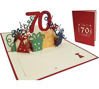 LINPOPUP Biglietto pop-up 3D per 70° compleanno, con busta, Happy Birthday - buono regalo per fidanzata, moglie, 70 numeri rosso N24