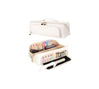 Linpr Borsa Portaferri Resistente al Calore, Custodia da Viaggio Portatile, Adatta per Ferri Arricciacapelli, Piastre per Capelli e Accessori, con Cuscinetto Termoisolante in Silicone (Bianco)