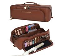 Linpr Borsa Portaferri Resistente al Calore, Custodia da Viaggio Portatile, Adatta per Ferri Arricciacapelli, piastre per capelli e Accessori, con Cuscinetto Termoisolante in Silicone (Marrone)