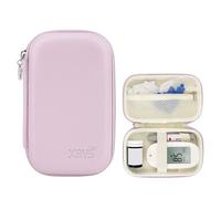 Linpr Custodia rigida per monitor diabetico, organizer per glucosio, borsa da viaggio per glucometro, forniture, strisce reattive per zucchero nel sangue, lancette e siringhe (viola, media)