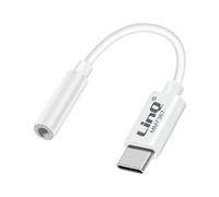 LinQ Adattatore audio da USB-C a jack 3,5 mm compatibile con comandi vocali, Bianco