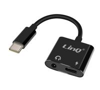 LinQ, Adattatore da USB-C verso jack audio 3,5 mm e ricarica USB-C femmina, Nero