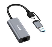 LinQ, Adattatore Ethernet RJ45 1Gbps a USB C e USB Plug And Play, Nero